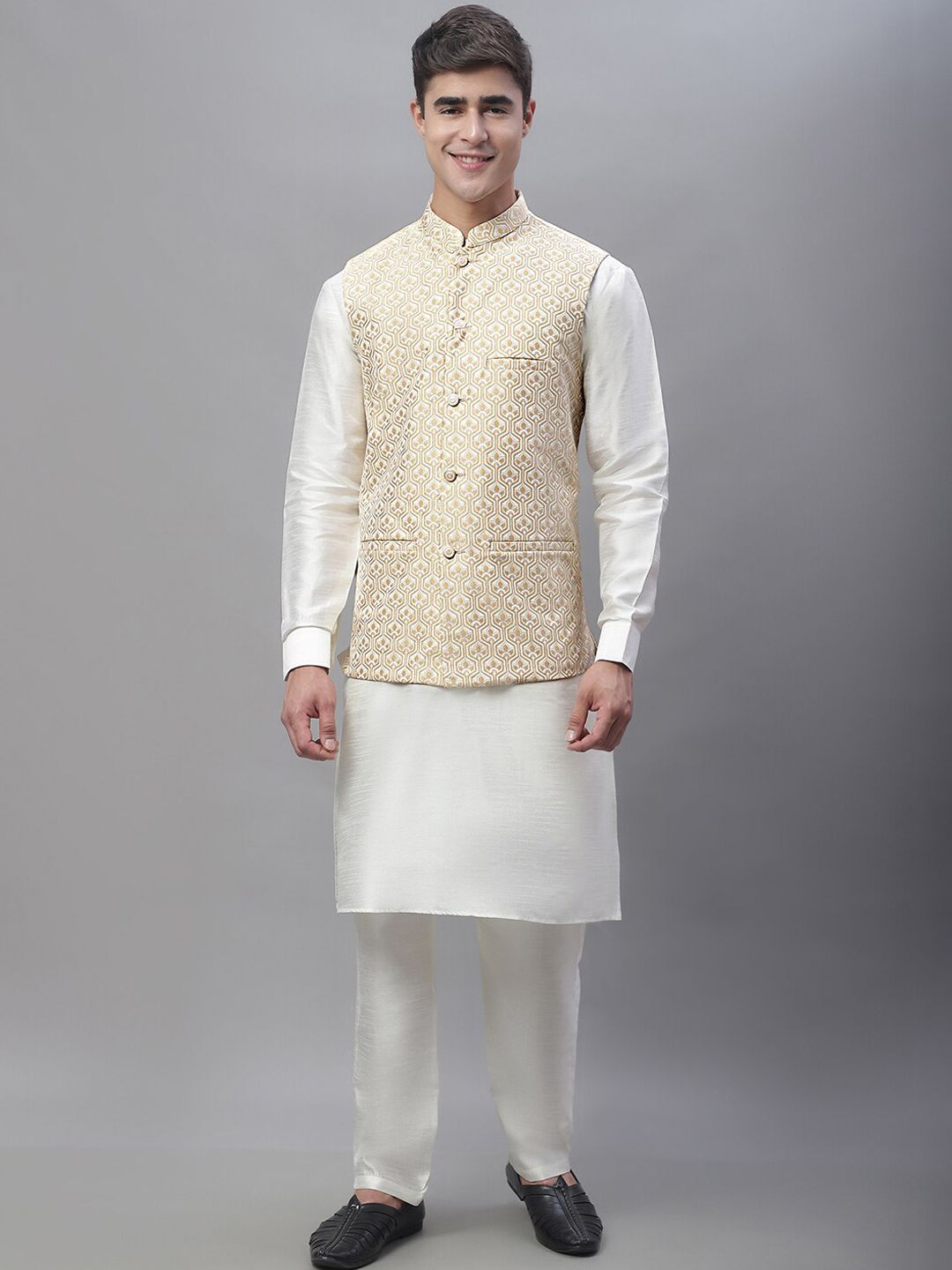 Anouk Men Woven Design Satin Jackets
