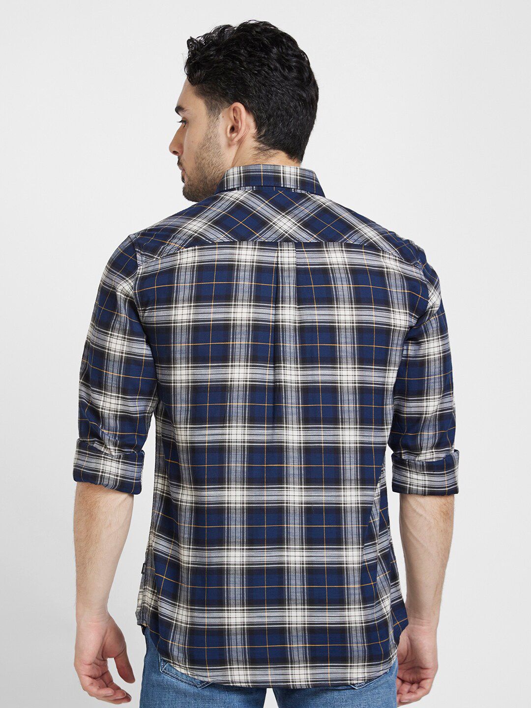 SPYKAR Tartan Checked Cotton Classic Opaque Casual Shirt