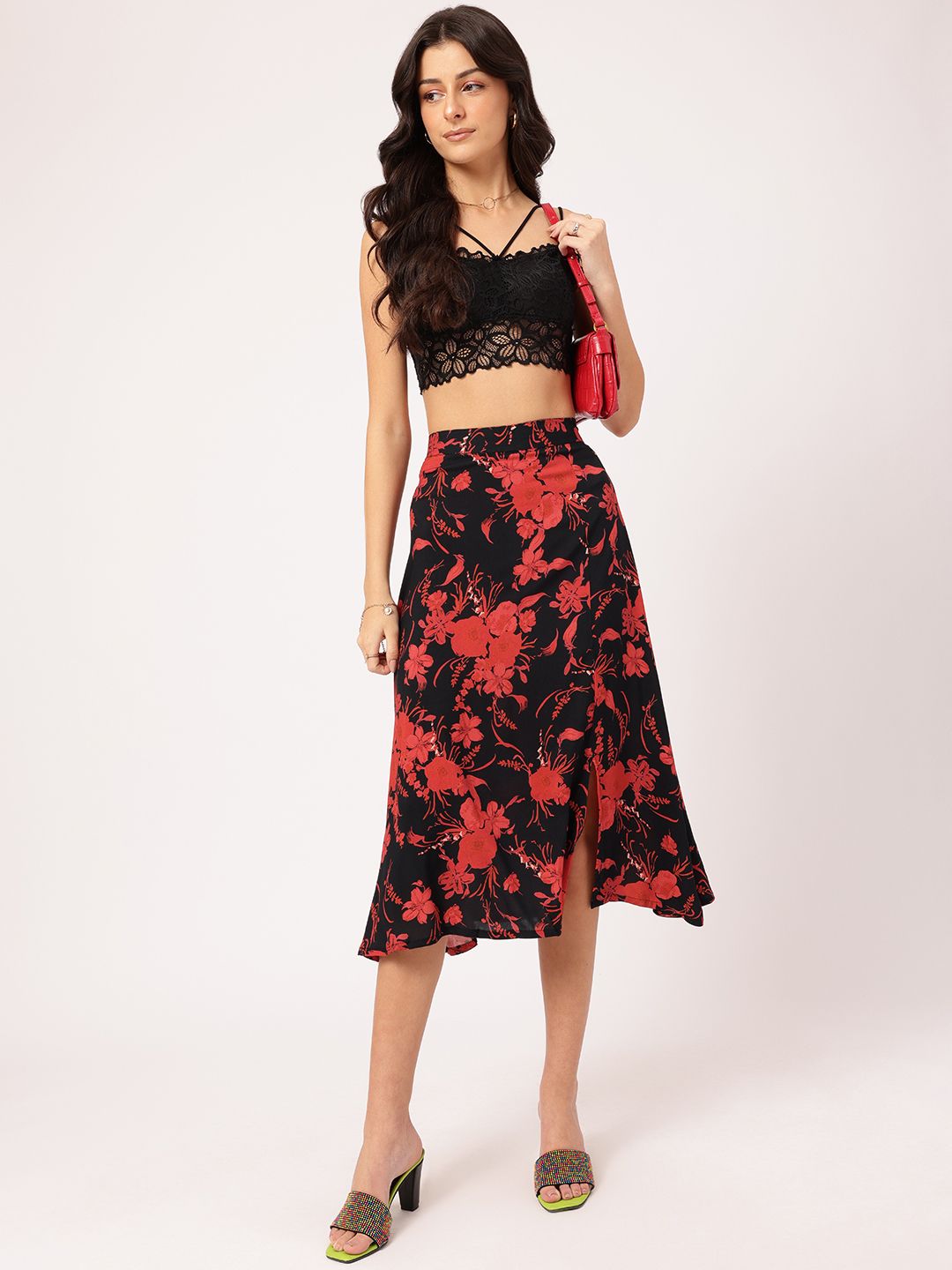 DressBerry Floral Fantasy A-Line Skirt