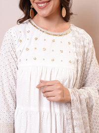 Vishudh Embroidered Tiered Maxi Dress Set With Dupatta
