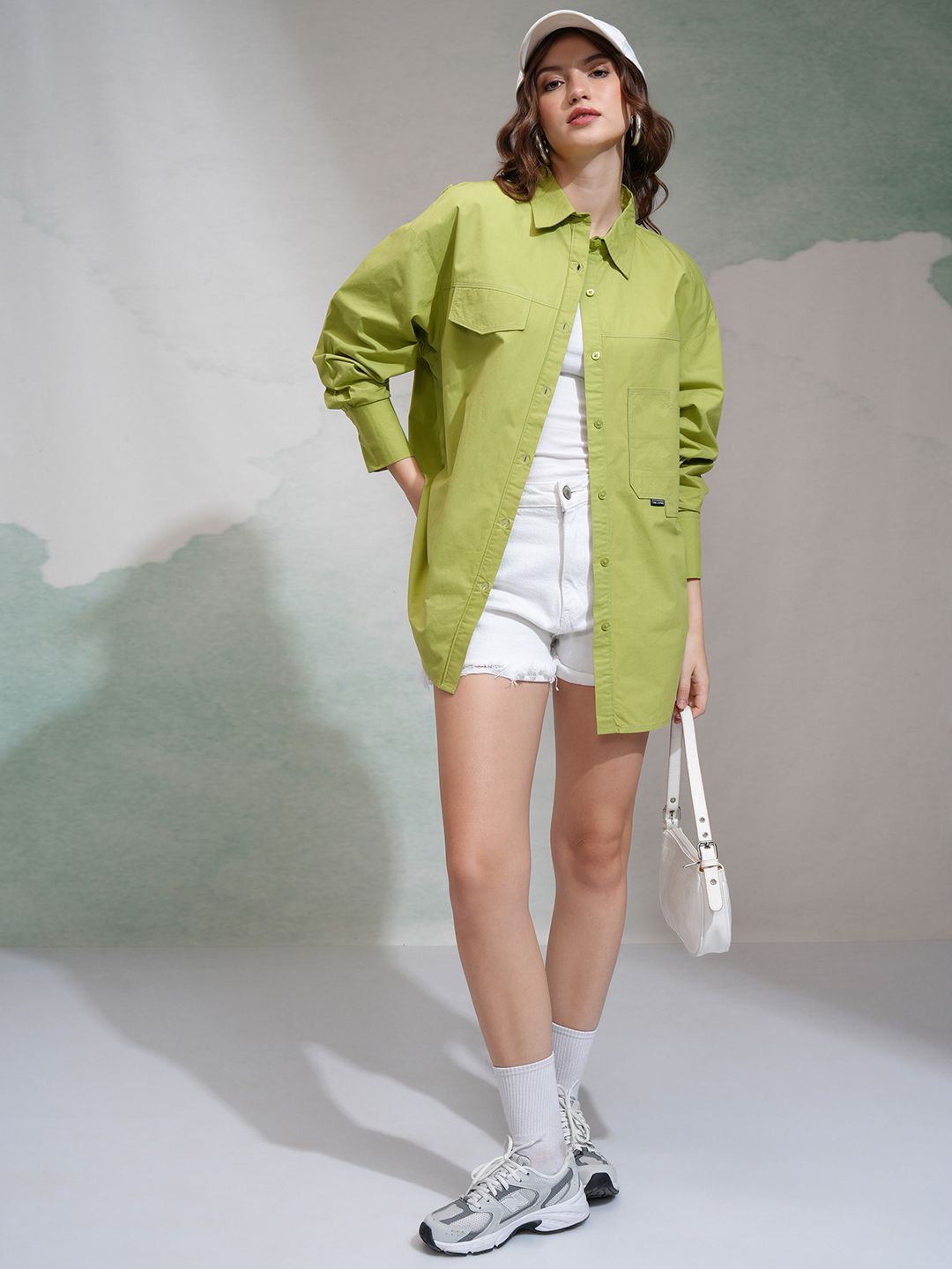 Tokyo Talkies Women Oversized Solid Formal Shirt