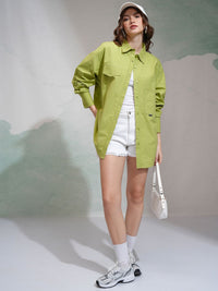 Tokyo Talkies Women Oversized Solid Formal Shirt
