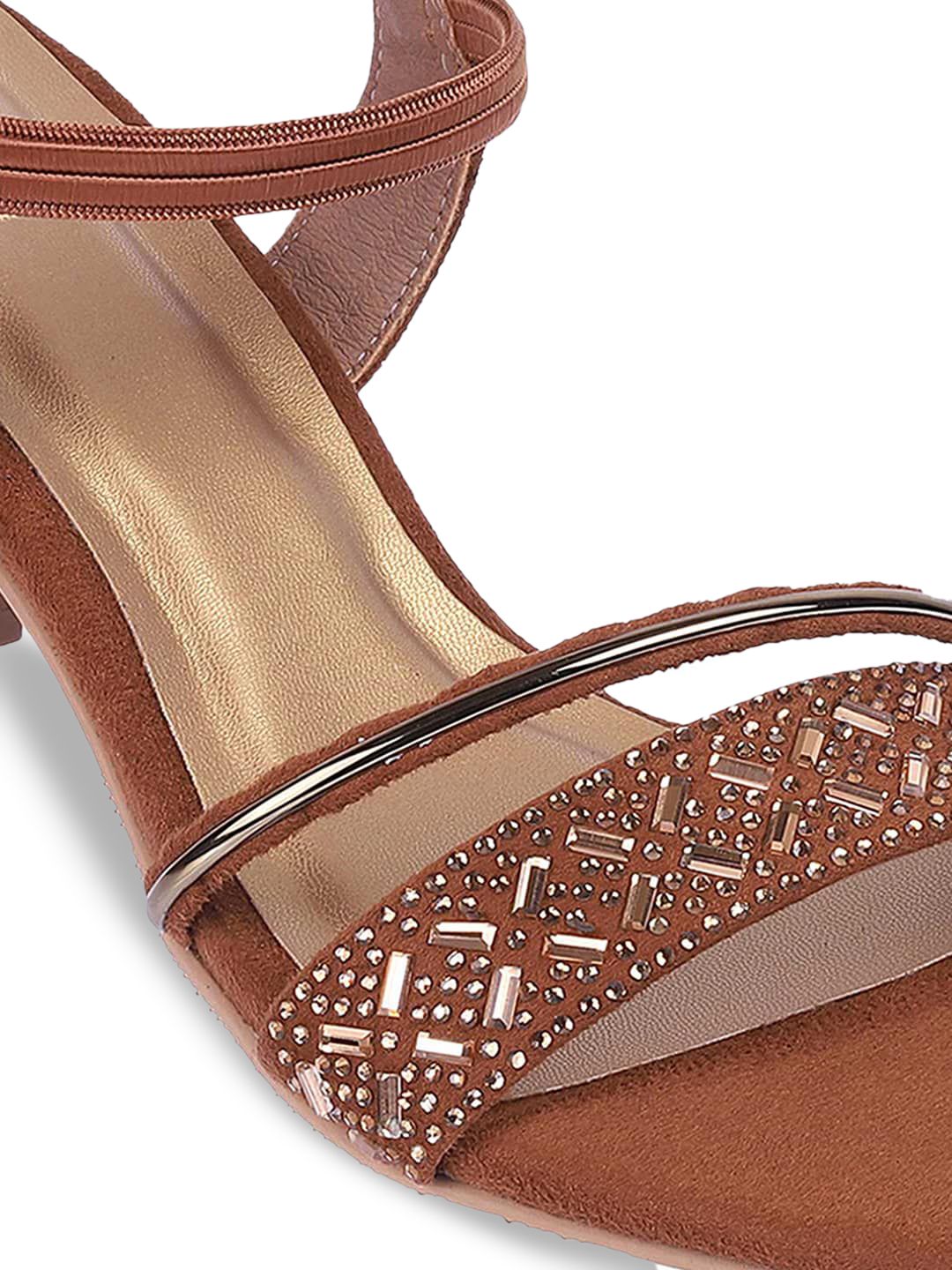 Mochi Embellished Open Toe Kitten Heels
