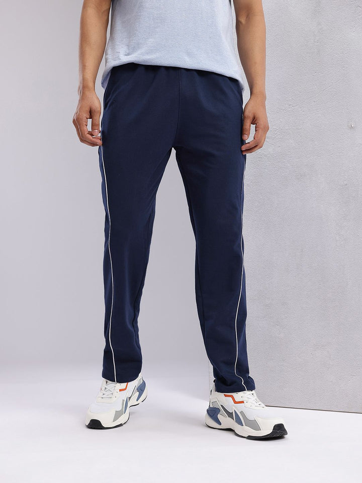 HRX by Hrithik Roshan Men Contrast Piping Mid-Rise Lifestyle Track Pants