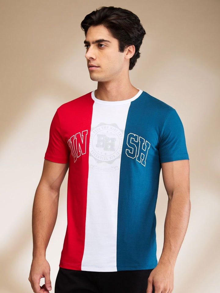 Being Human Men Colourblocked Applique T-shirt