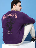 Difference of Opinion Men Typographic Printed Oversized Fleece Sweatshirt
