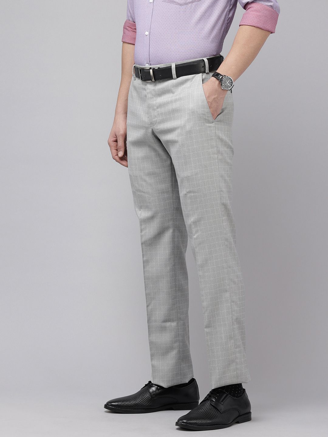 Park Avenue Men Checked Formal Trousers
