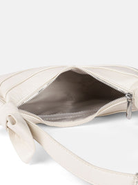 DressBerry Textured Half Moon Shoulder Bag with Bow Detail