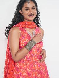 Global Desi Floral Printed Kurta with Trousers & With Dupatta