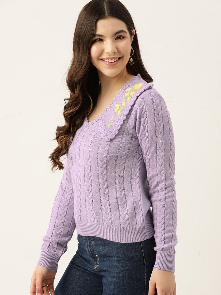 DressBerry Above The Keyboard Collar Cable Knit Pullover