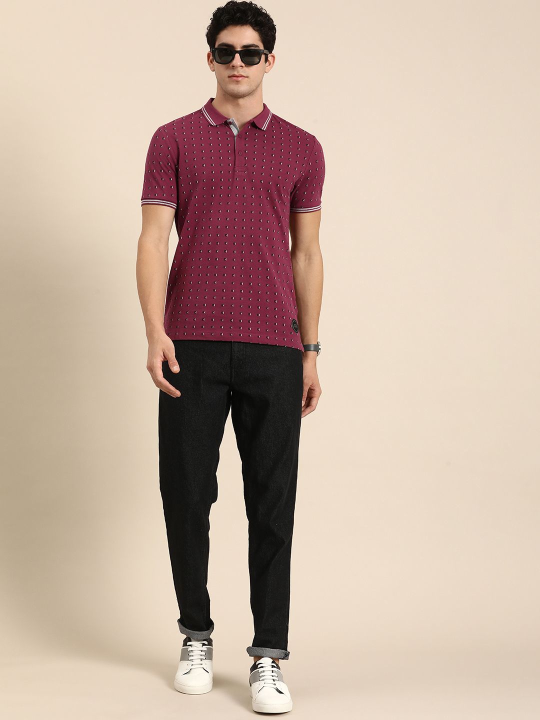 Being Human Printed Polo Collar Pure Cotton T-shirt