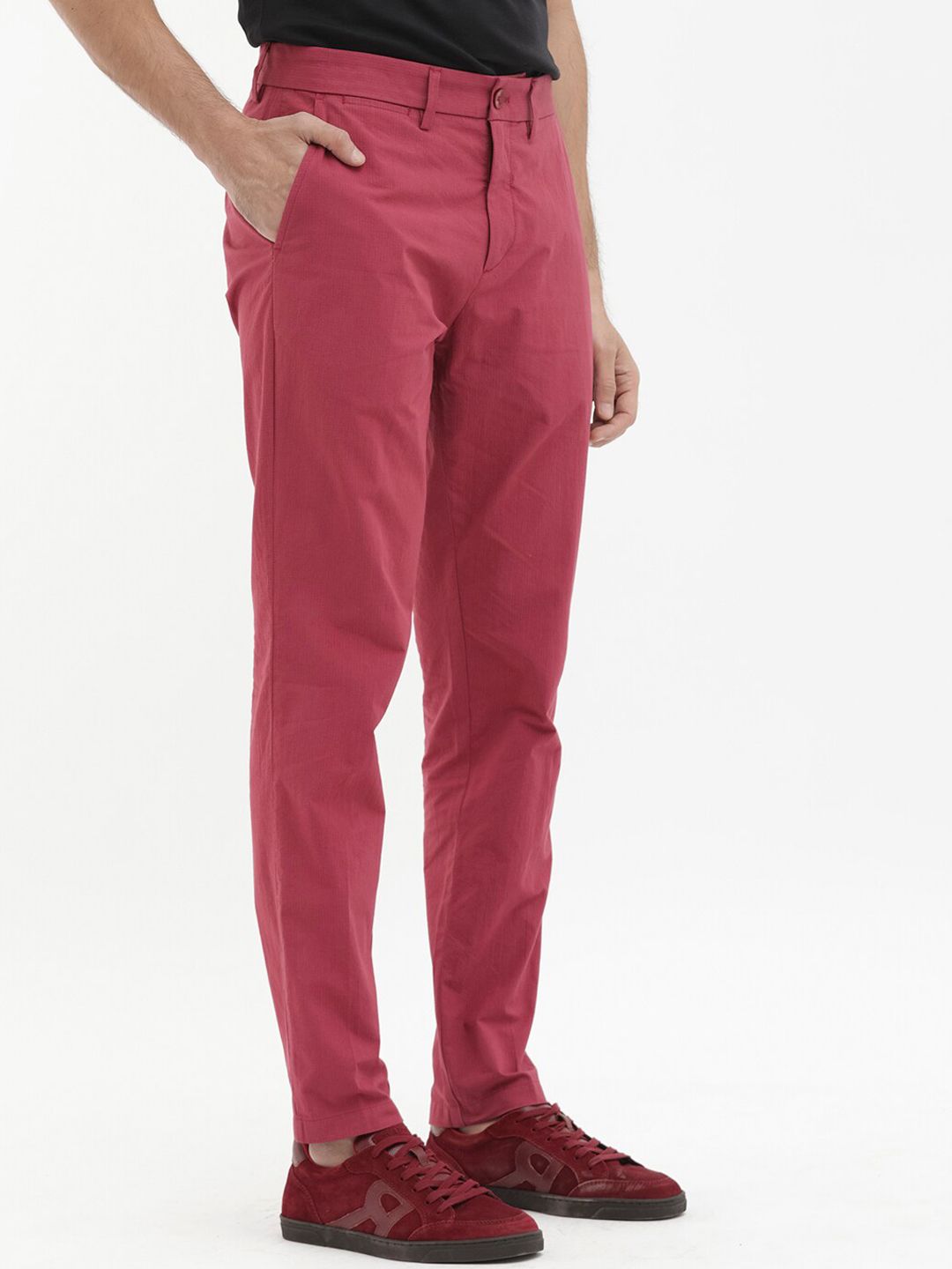 RARE RABBIT Men Harlow Mid-Rise Regular Fit Cotton Trousers