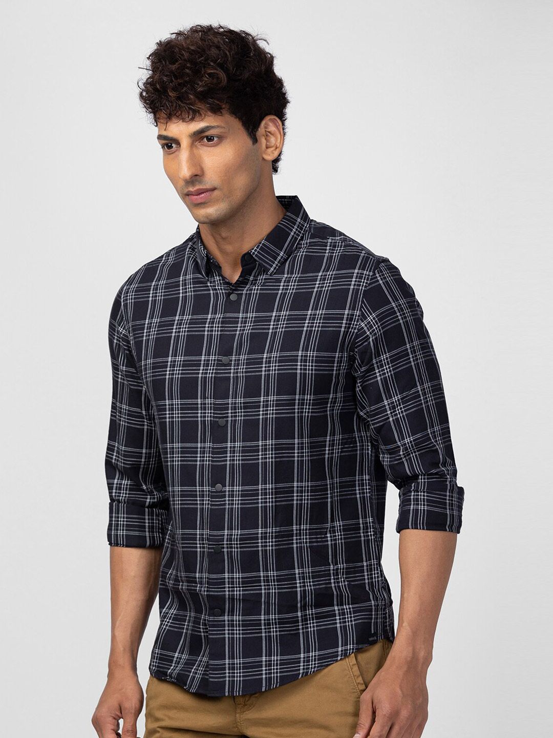 SPYKAR Men Classic Slim Fit Tartan Checked Cotton Casual Shirt