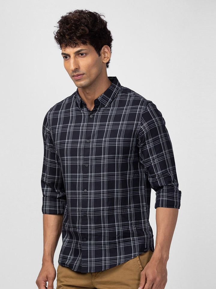 SPYKAR Men Classic Slim Fit Tartan Checked Pure Cotton Casual Shirt