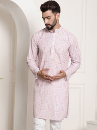 SOJANYA Men Pink Thread Work Kurta