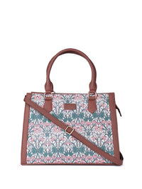 ZOUK Floral Printed Oversized Structured Jute Handheld Bag