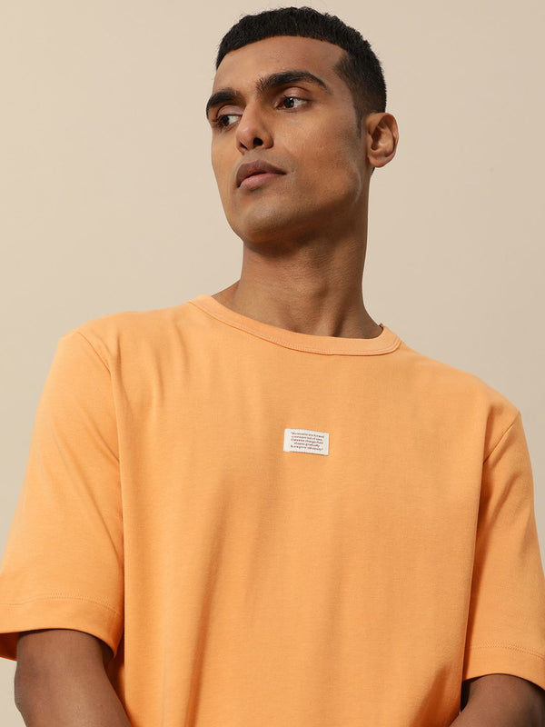 Mr Bowerbird Men Orange Pure Cotton Philosophy Oversized T-shirt