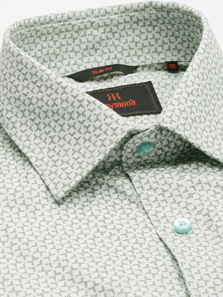Raymond Slim Fit Geometric Printed Pure Cotton Formal Shirt