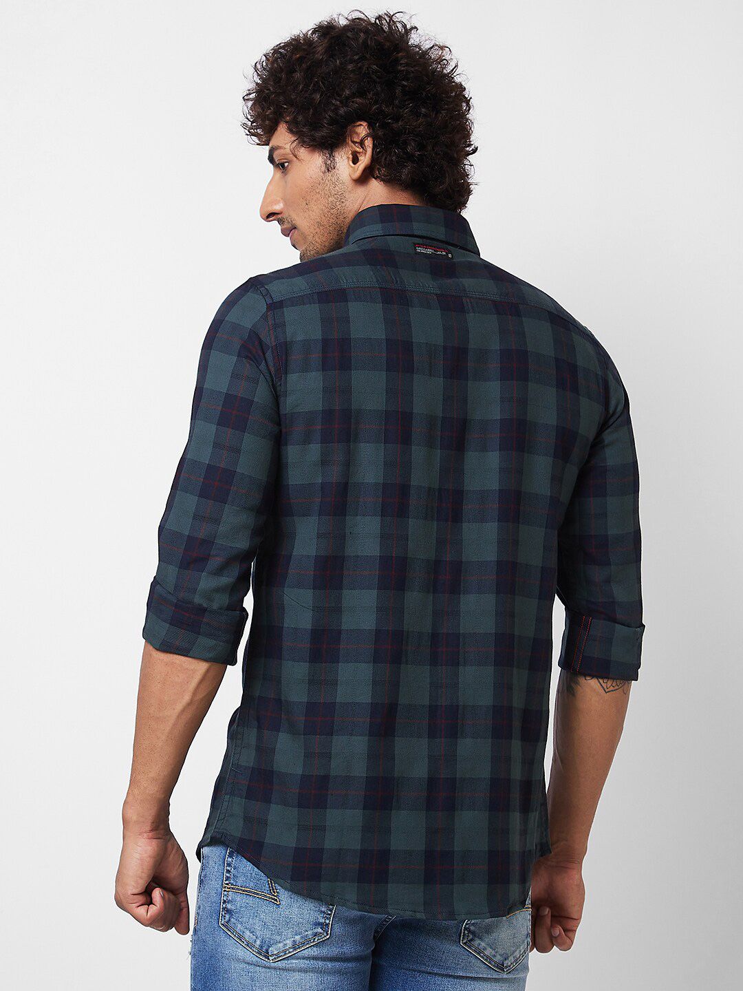 SPYKAR Long Sleeves Regular Fit Cotton Buffalo Checks Opaque Checked Casual Shirt