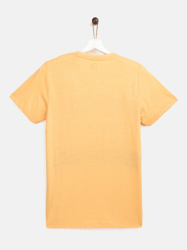 YK Boys Yellow  Red Striped Detail Round Neck Pure Cotton T-shirt