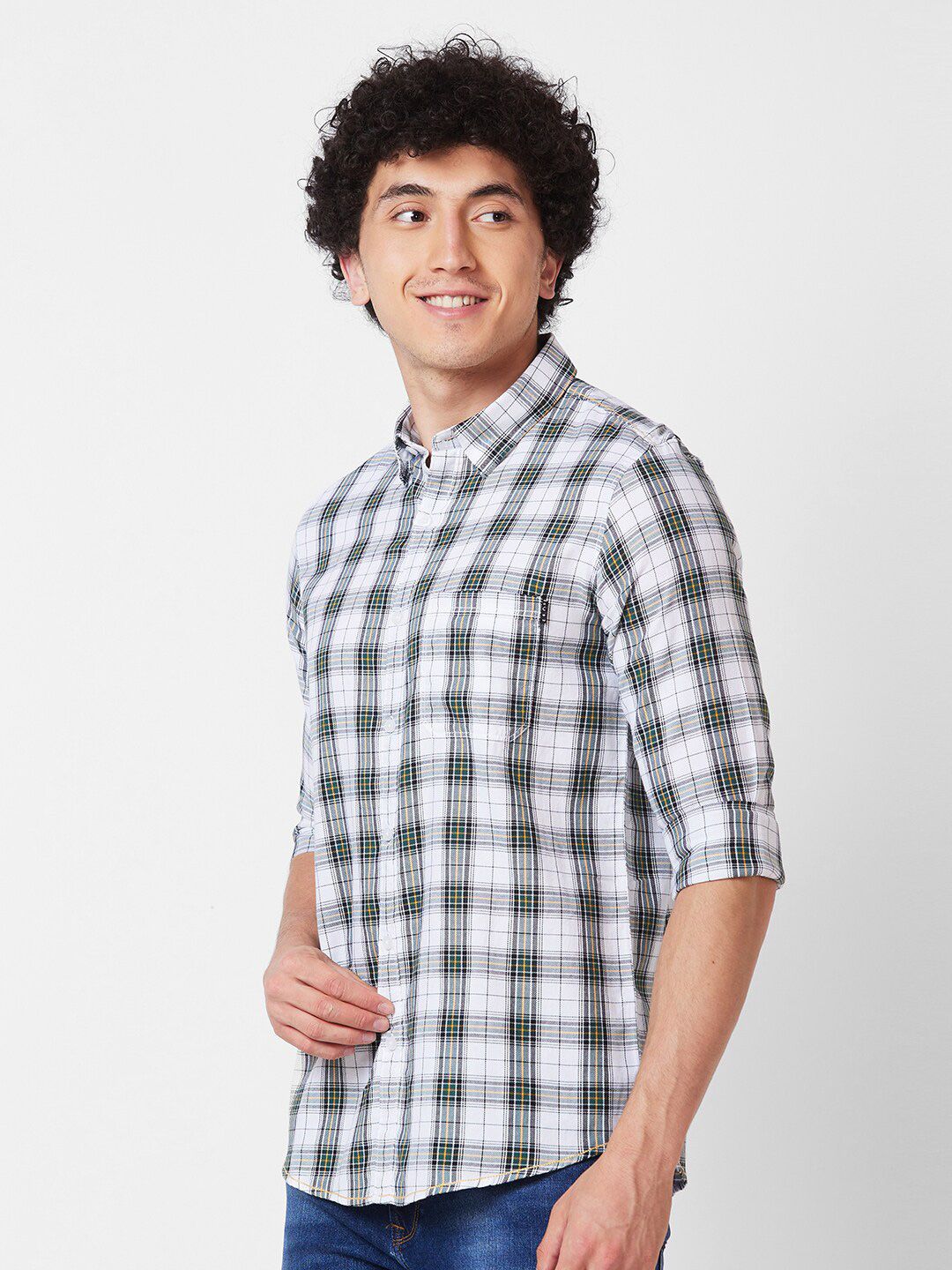 SPYKAR Long Sleeves Regular Fit Cotton Opaque Checked Casual Shirt