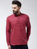 SOJANYA Men Maroon Woven Design Straight Kurta