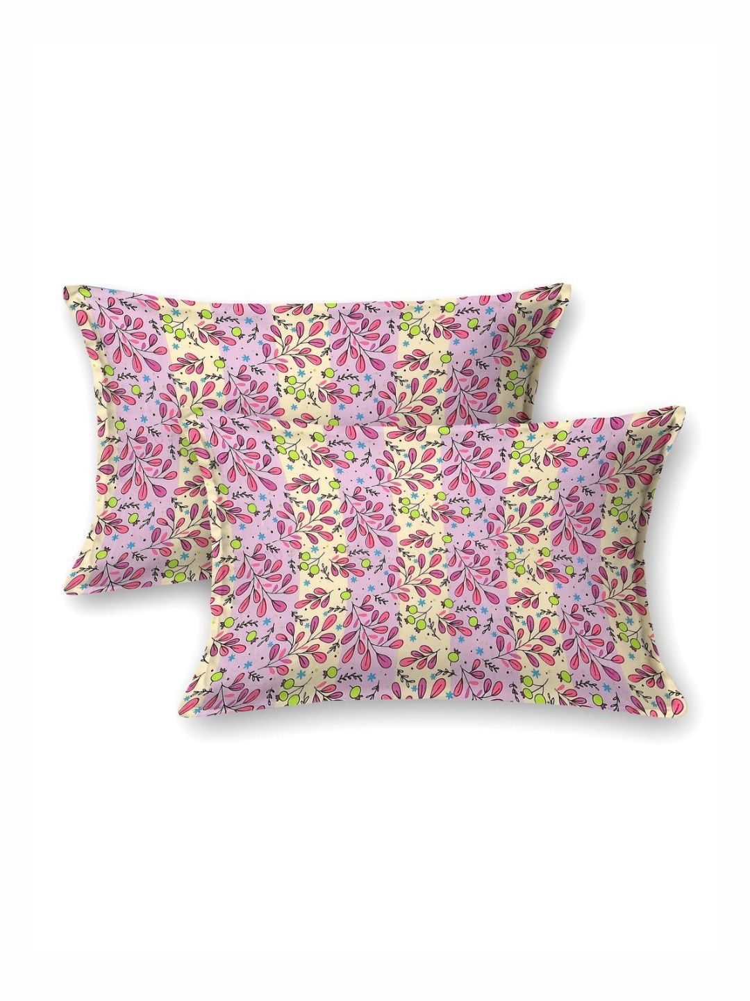 BOMBAY DYEING Dream Lover Violet Floral Cotton 104 TC Queen Bedsheet Set 2.54 x 2.24m