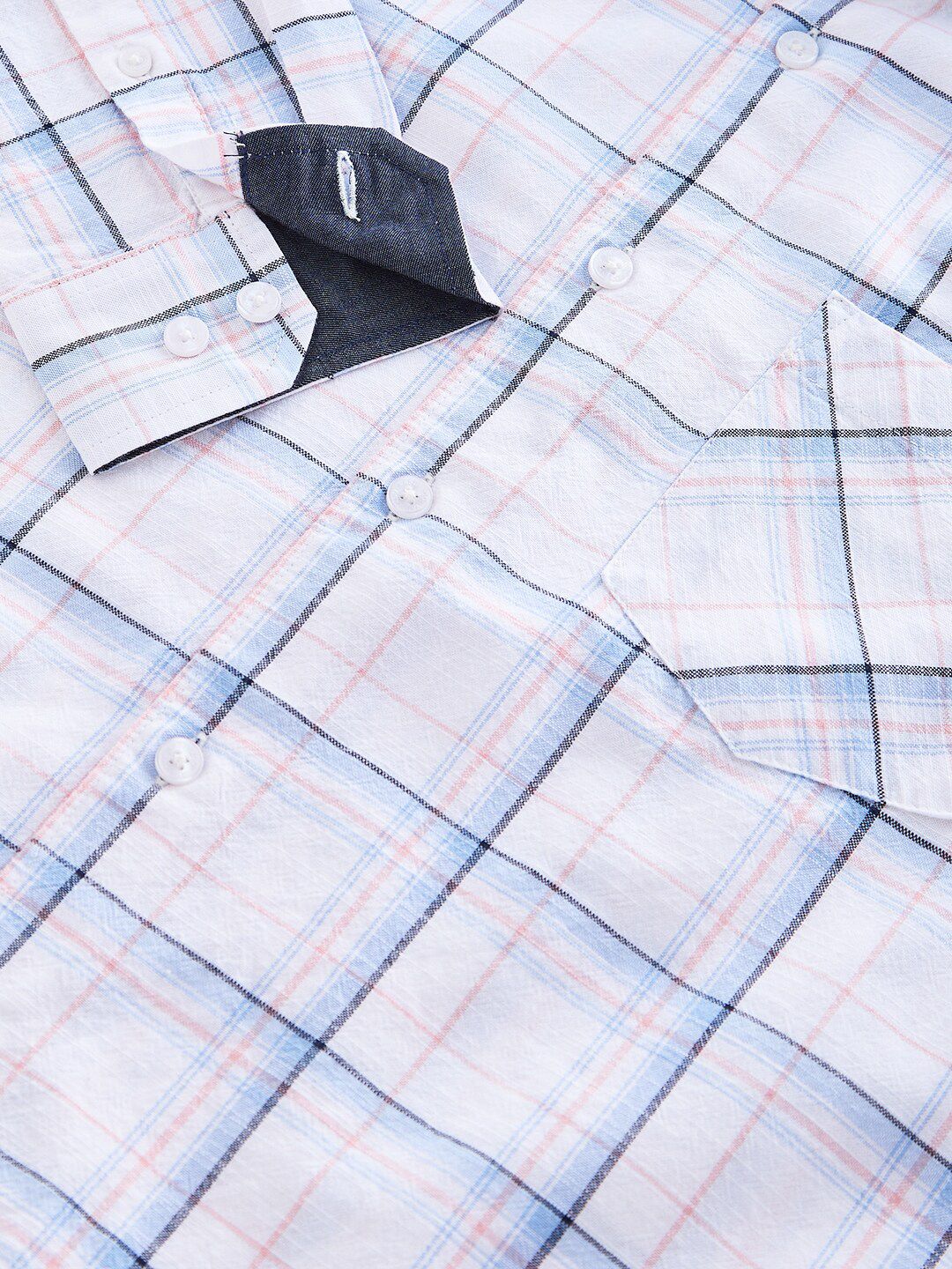 VASTRADO Slim Fit Windowpane Checked Spread Collar Cotton Casual Shirt
