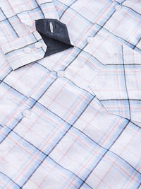 VASTRADO Slim Fit Windowpane Checked Spread Collar Cotton Casual Shirt