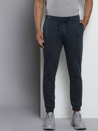 The Indian Garage Co Men Navy Blue Solid Straight Fit Joggers