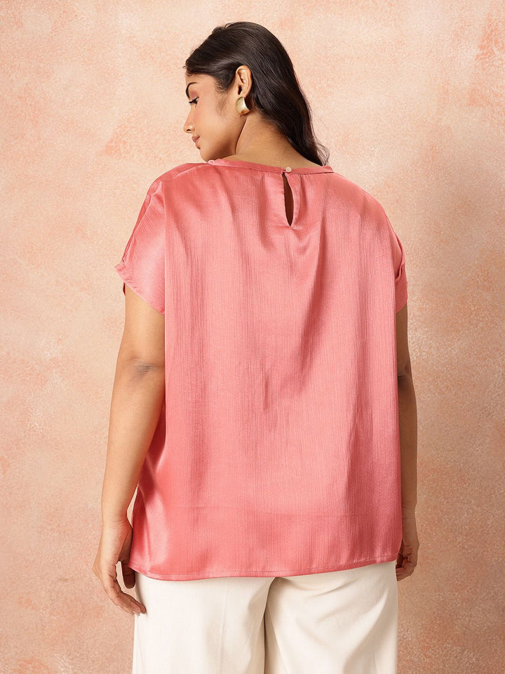 all about you Plus Size Extended Sleeves Sheen Satin-Finish Top