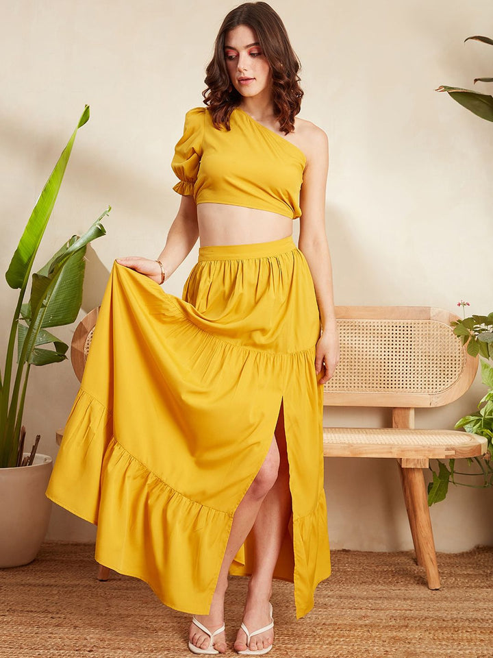 Berrylush One Shoulder Cropped Top With Maxi Skirt
