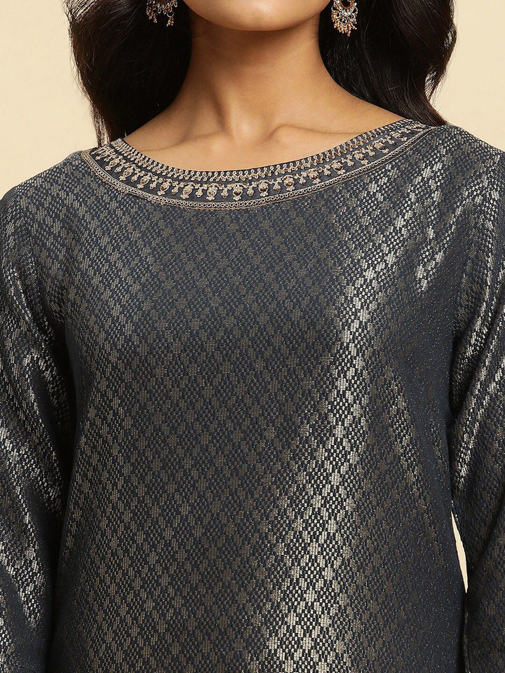 W Ethnic Motifs Woven Design Straight Kurta