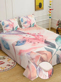 Myntra Elegant Homes White & Pink Floral 400 TC King Bedsheet with 2 Pillow Covers