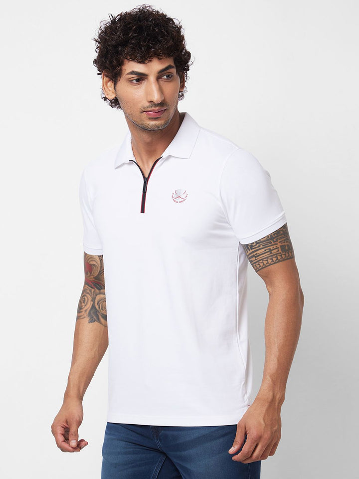SPYKAR Polo Collar Short Sleeves Slim Fit Cotton T-shirt
