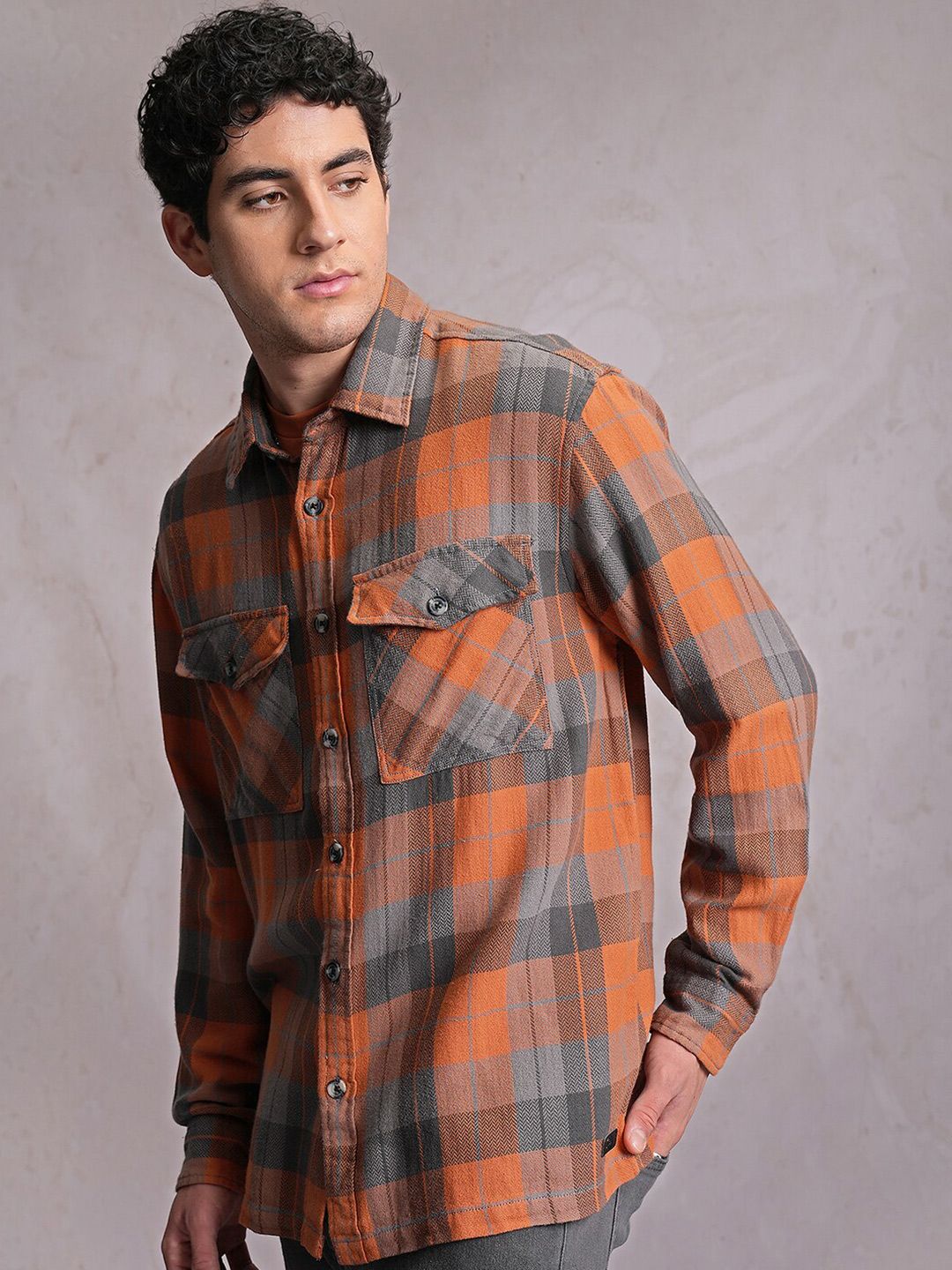 Locomotive Dobby Textured Checked Utility Pocket Overshirt