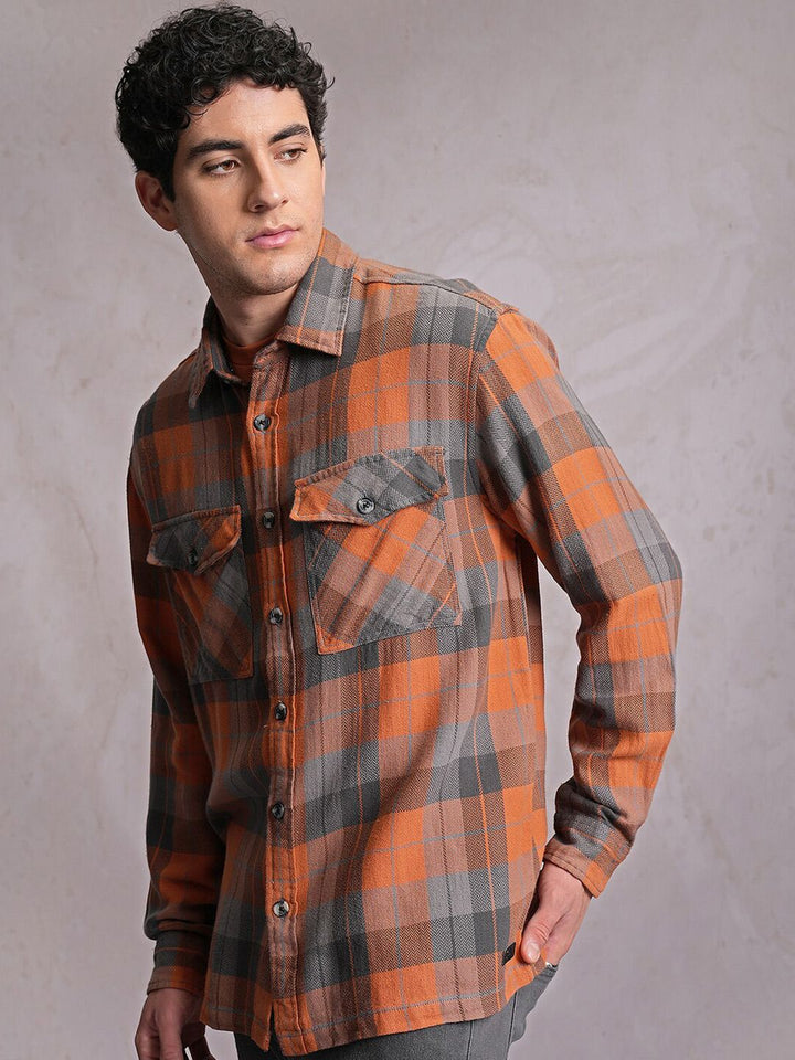 Locomotive Dobby Textured Checked Utility Pocket Overshirt