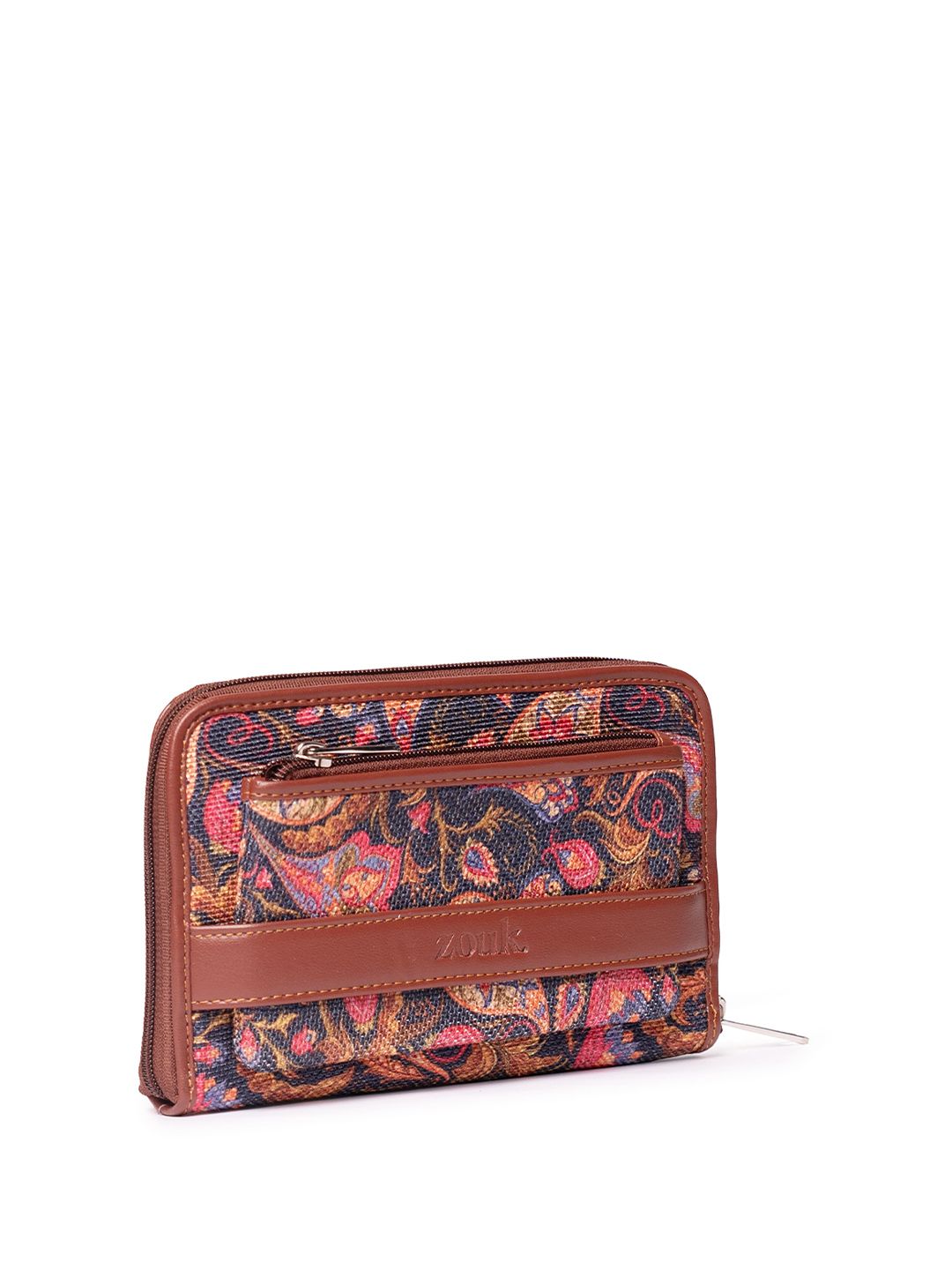 ZOUK Women Paisley Printed Classic Fabric Zip Around Wallet