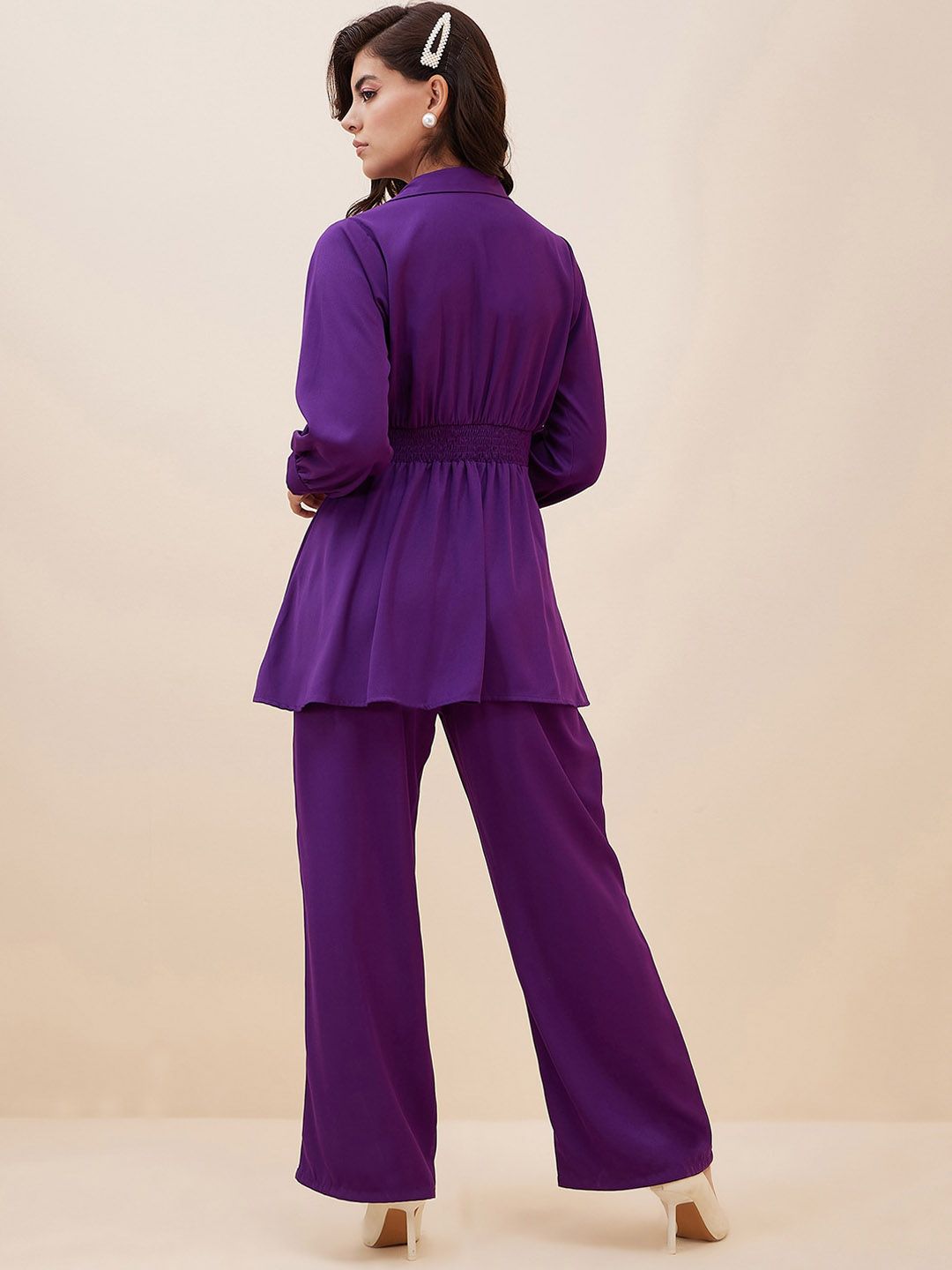 Antheaa Shirt Collar Tunic With Trousers