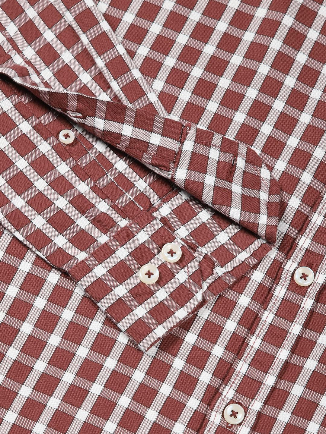 Thomas Scott Men Premium Slim Fit Gingham Checked Spread Collar Casual Shirt