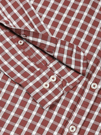 Thomas Scott Men Premium Slim Fit Gingham Checked Spread Collar Casual Shirt
