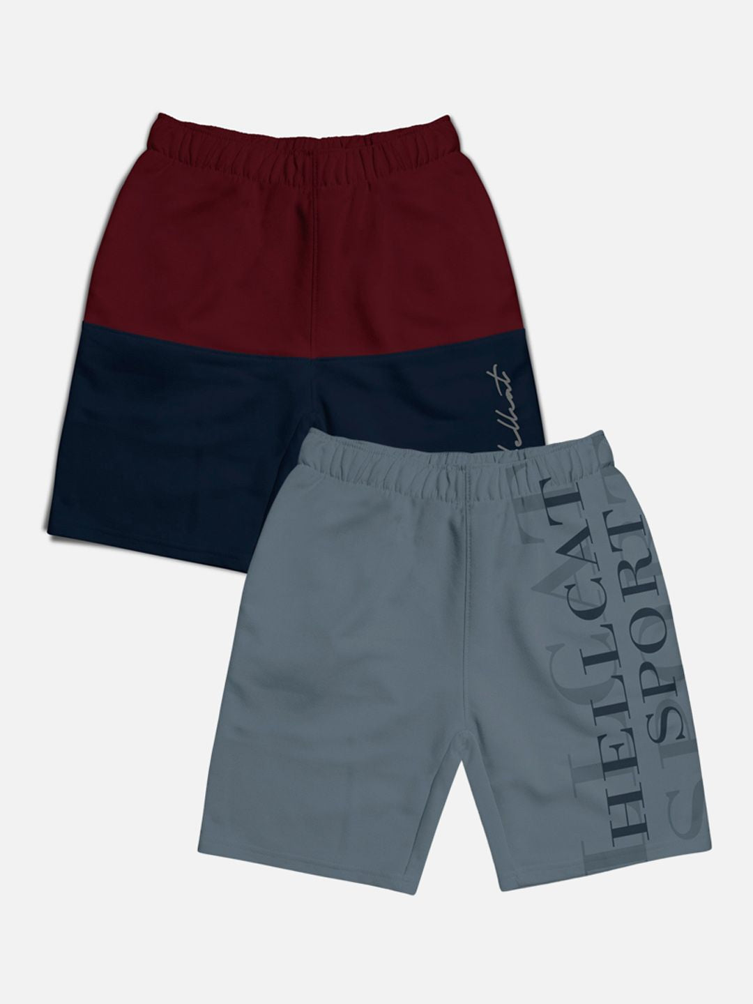 HELLCAT Boys Pack Of 2 Typography Printed Cotton Shorts