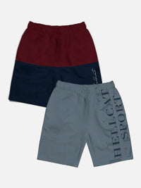 HELLCAT Boys Pack Of 2 Typography Printed Cotton Shorts