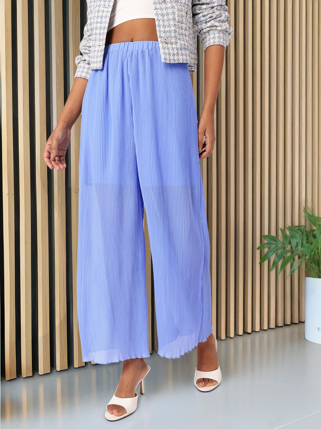 DressBerry Women Charming Accordion Flow Wide Leg Trousers