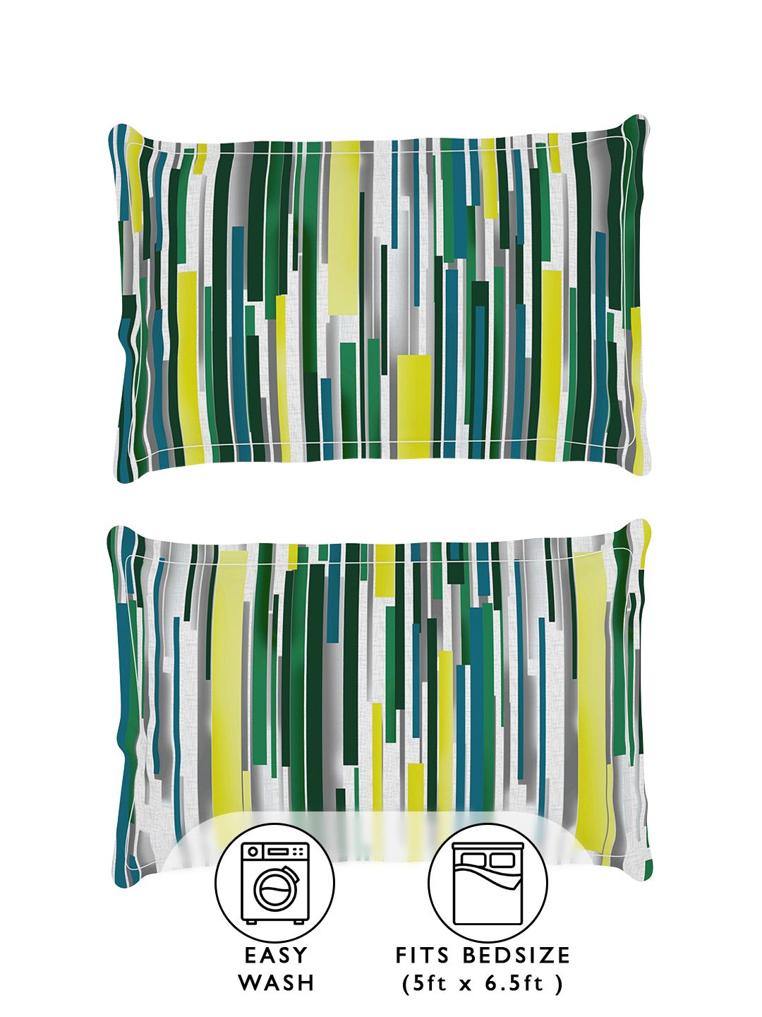 Story@home Arena White & Grey Printed 180 TC Queen Bedsheet & 2 Pillow Covers