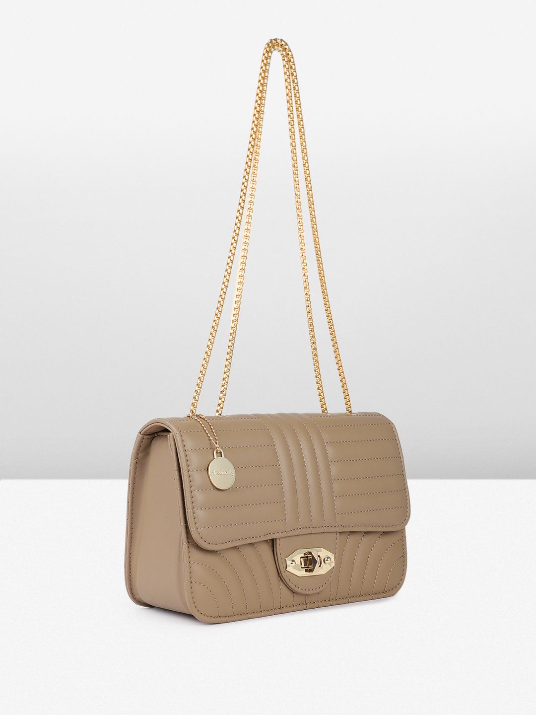 DressBerry Textured Structured Shoulder Bag with Quilted