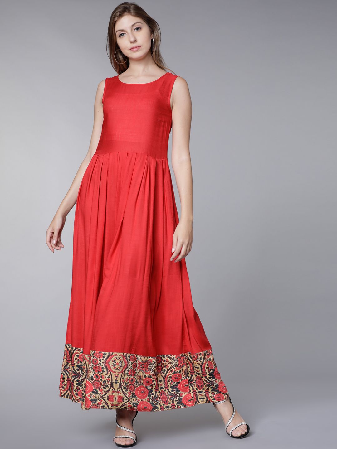 Vishudh Women Red Solid A-Line Dress