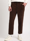 THE BEAR HOUSE Men Relaxed Loose Fit Corduroy Cotton Pleated Regular Trousers