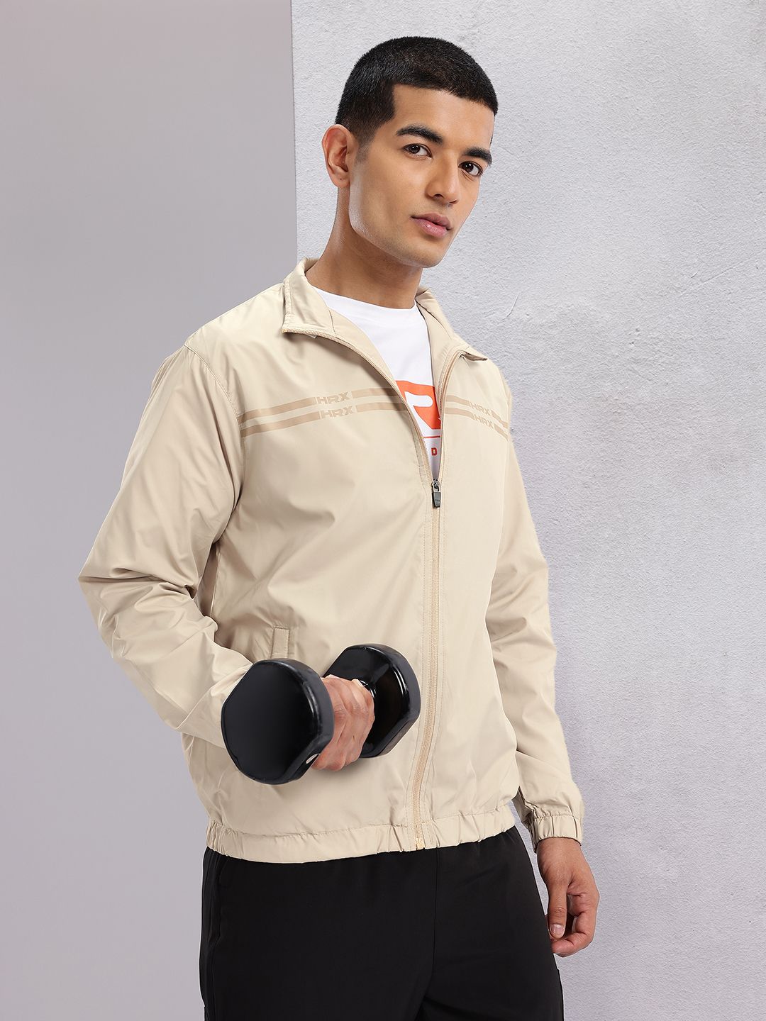 HRX by Hrithik Roshan Striped Detail Rapid-Dry Training Jacket