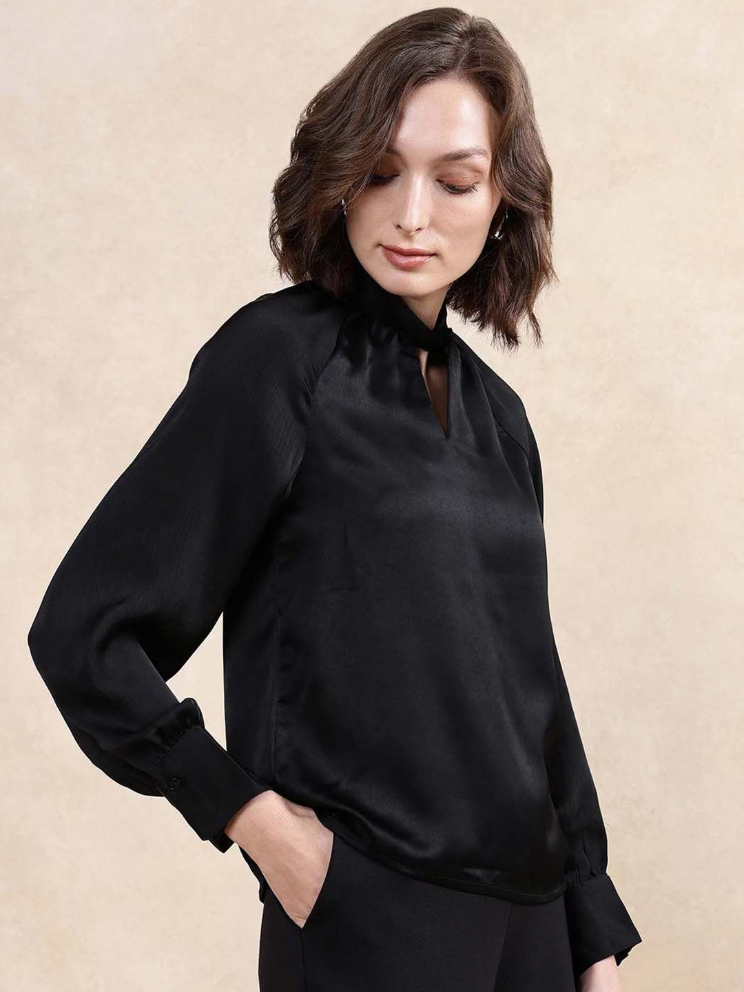 RAREISM Women Solid High Neck Top